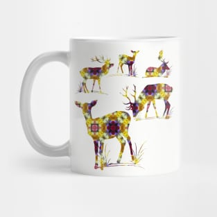 wild deer, blossoms, red deer, animals, hunting, flowerpattern Mug